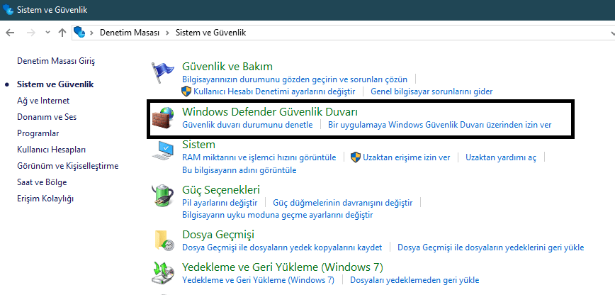 Windows defender kapatma