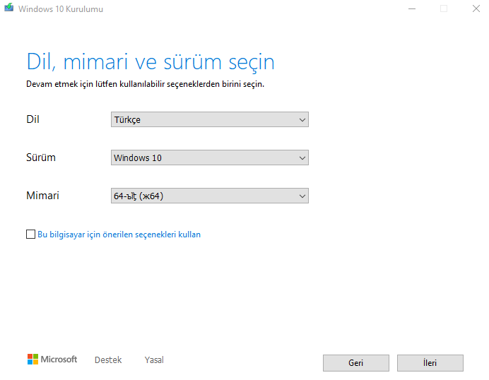 Windows 10 İso Dosyası
