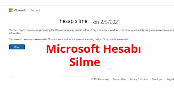 Microsoft Hesabi Silme